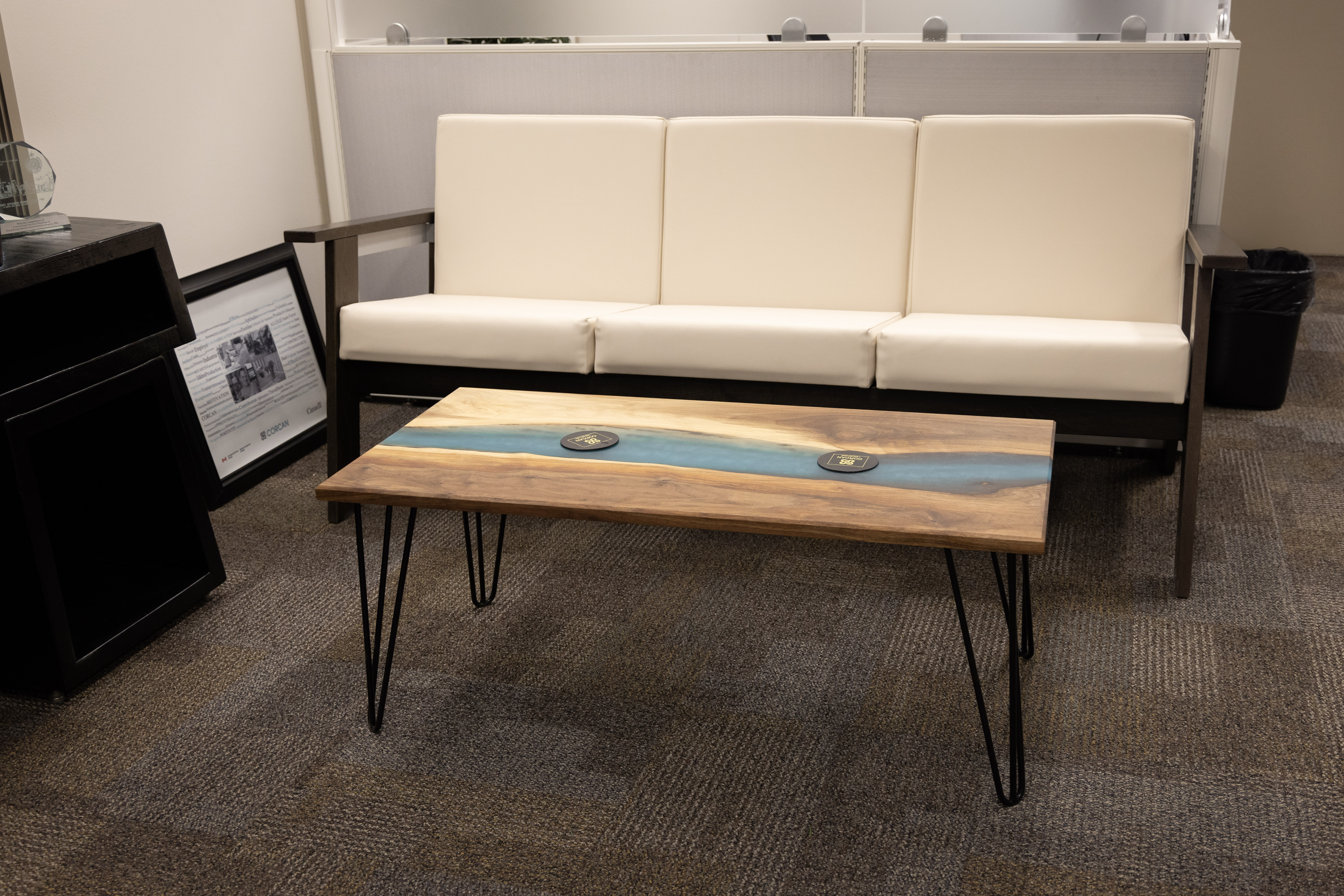 Epoxy table and burrard 2 loveseat